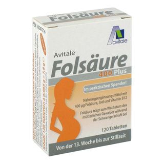 Avitale Folsäure 400 Plus Jod+Vitamin B12 ab 13. SSW bis zum Ende der Stillzeit