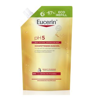 Eucerin® pH5 Duschöl – Rückfettende Reinigung für trockene, strapazierte Haut mit natürlichen Pflegeölen - Jetzt 20% Rabatt mit dem Code eucerin20*