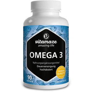 Omega 3 Fischöl 1.000 mg hochdosiert (400 EPA / 300 DHA) – für Herz, Gehirn & Sehkraft – 90 Kapseln, 3 Monate