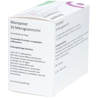 MONOPROST 50 Mikrogramm/ml Augentr.in Einzeldosen 90x0,2 ml mit dem E ...