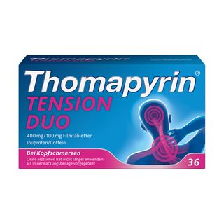 Thomapyrin TENSION DUO bei stärkeren Kopfschmerzen | Einzigartige Kombination aus Ibuprofen und dem Booster Coffein