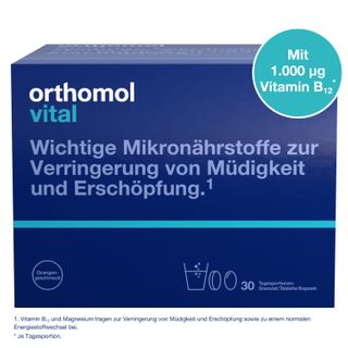 Orthomol Vital - Mikronährstoffe bei Müdigkeit und Erschöpfung - mit B-Vitaminen, Omega-3 und Magnesium - Granulat Orange - Jetzt 10% mit dem Code orthomol10 sparen*