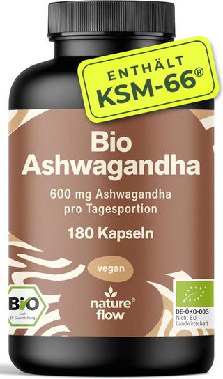 Bio Ashwagandha KSM-66® - 180 Kapseln - 600 mg pro Tagesportion - Nature Flow®