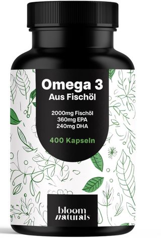 Omega 3 Hochdosiert - 400 Kapseln - 2000mg Fischöl pro Tag - Langzeitvorrat - Bloom Naturals