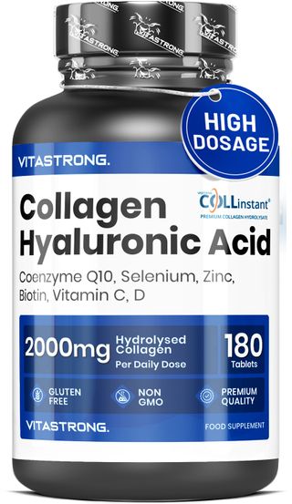 Vitastrong Kollagen Hyaluronsäure - 180 Kapseln, 2000 mg COLLinstant Kollagen