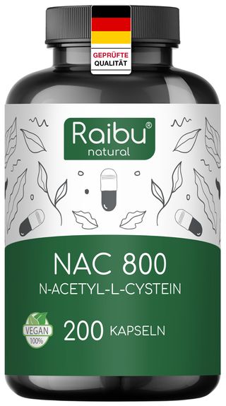 NAC Kapseln 800mg, Acetyl L-Cysteine, In Deutschland Produziert, 200 St - RAIBU
