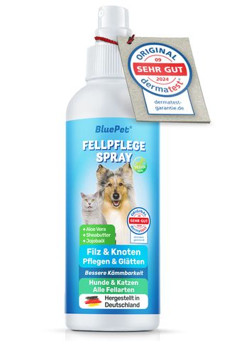 BluePet Entfilzungsspray Hunde & Katzen, Anti Filz Spray als natürliches Fellspray für Fellpflege
