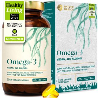 NATURE BASICS® - Omega 3 Vegan aus Algenöl im Braunglas Pflanzlich Hochwertig