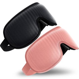 OMNIRELEXX® 2er Set - Atmungsaktive - 3D Schlafmaske inkl. Reisebeutel (Schwarz/Rosa)