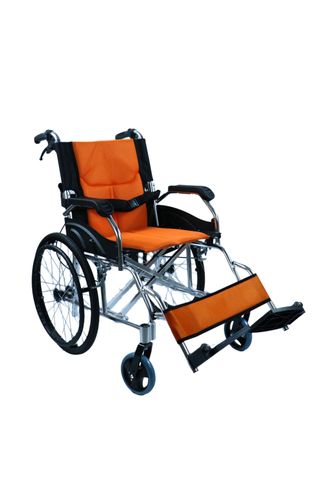 Ausilium Alu-Rollstuhl faltbar, ultraleicht, Selbstfahrer, Nylonsitz, Bremsen & Gurt
