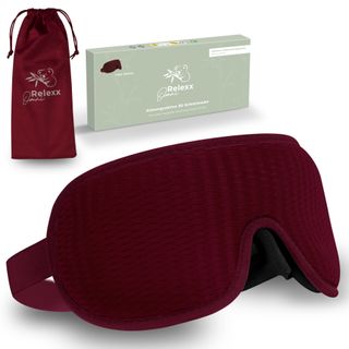 OMNIRELEXX® Atmungsaktive 3D SCHLAFMASKE inkl. Reisebeutel (Weinrot)