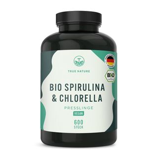 Bio Spirulina Chlorella Presslinge hochdosiert - 6.000mg Bio Algen - 600 Presslinge - TRUE NATURE®
