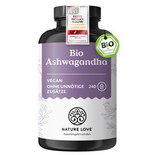 NATURE LOVE® Bio Ashwagandha - 240 Kapseln - 1950mg/Tagesdosis - Hochwertiges indisches Ashwagandha
