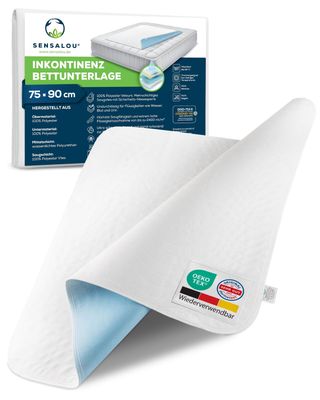 Sensalou Inkontinenz Unterlage Auflage 75x90cm Betteinlage Nässeschutz Bettunterlage wasserdicht