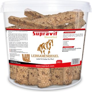 Supravit Leinsamen Pferdeleckerlies – 2kg Eimer - der etwas größere Belohnungssnack für Pferd & Pony