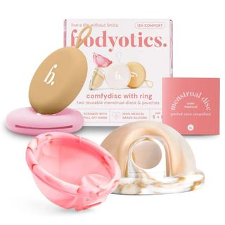 Bodyotics Menstruationsscheiben, Bodyotics Comfydisc Wiederverwendbar, 2 Stück, Pink & Beige