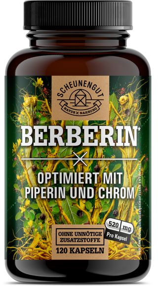 Scheunengut® Berberin | Berberis aristata Extrakt 20:1 optimiert mit Piperin & Chrom | Berberitze
