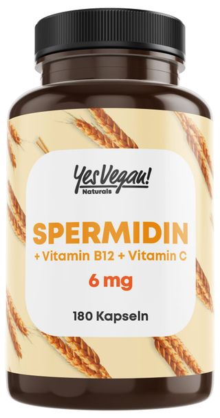 Spermidin (180 Kapseln) hochdosiert 6 mg - Weizenkeimextrakt Polyamine Vitamin C E Zink Zellschutz