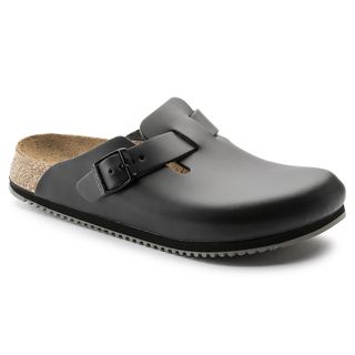 Birkenstock Clog Boston Super Grip, Naturleder, schwarz, Weite normal