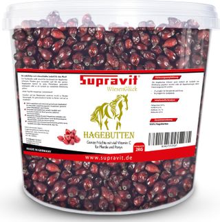 Supravit Hagebutten Pferd und Ponys | 2kg Eimer ganze getrocknete Früchte ohne Zucker
