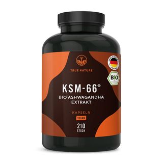 Bio Ashwagandha KSM-66® Kapseln – 30mg Withanolide - Premium Markenrohstoff aus Indien, TRUE NATURE®