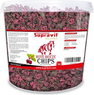 Supravit Rote Beete Chips - 2kg Eimer Pferdeleckerlis ohne Zucker - für alle Pferde