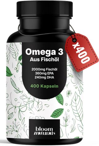 Omega 3 Fischöl - 400 Kapseln - 2000 mg Fischöl mit 360 mg EPA & 240 mg DHA - Bloom Naturals®