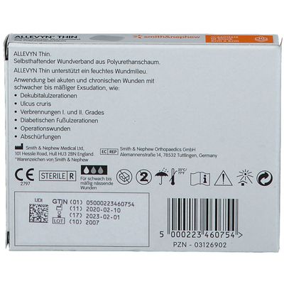Allevyn Thin Wundauflage – 5x6 Cm, 10 Stück, Dünner Schaumverband, Wasserdicht