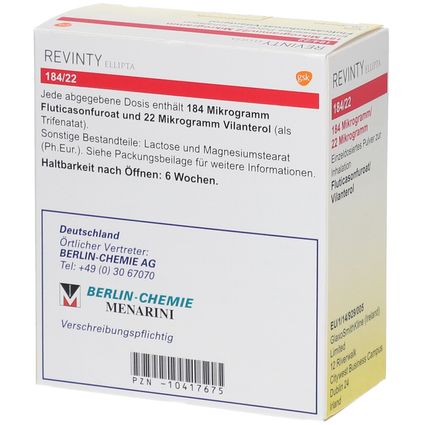 Revinity 180 REVINTY® ELLIPTA® 184/22 µg 1 St mit dem E-Rezept kaufen - Shop Apotheke