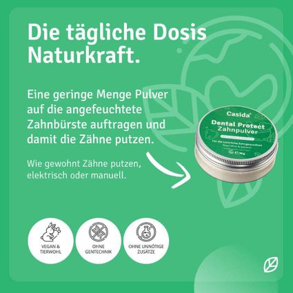 Casida Dental Protect Zahnpulver – Fluoridfrei, Mit Probiotika, Vegan