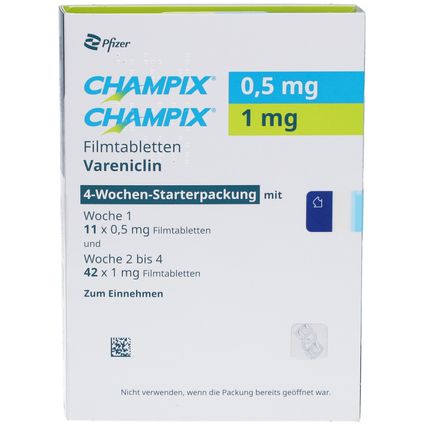 CHAMPIX 0,5 mg/1 mg Filmtabl.Starterpack.4 Wochen 53 St mit dem E ...