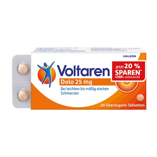 2. Bild von Voltaren Dolo 25mg Tabletten, Schmerztabletten gegen Rückenschmerzen 20 St. - Jetzt 20% Rabatt mit dem Code voltaren20 sparen* 20 St