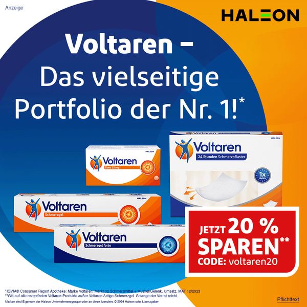 3. Bild von Voltaren Dolo 25mg Tabletten, Schmerztabletten gegen Rückenschmerzen 20 St. - Jetzt 20% Rabatt mit dem Code voltaren20 sparen* 20 St