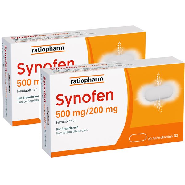 Bild von Synofen - mit Ibuprofen und Paracetamol - Jetzt 20% mit dem Code synofen20 sparen* 2x20 St