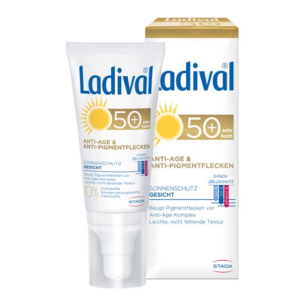 Bild von Ladival® Anti-Age und Anti-Pigmentflecken Sonnencreme LSF 50+ mit Anti-Aging-Komplex für Gesicht, Hände und Dekolleté - Jetzt 10% Rabatt mit dem Code stada2024 sparen* 50 ml