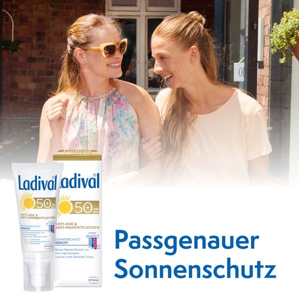 2. Bild von Ladival® Anti-Age und Anti-Pigmentflecken Sonnencreme LSF 50+ mit Anti-Aging-Komplex für Gesicht, Hände und Dekolleté - Jetzt 10% Rabatt mit dem Code stada2024 sparen* 50 ml