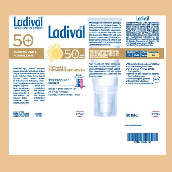 9. Bild von Ladival® Anti-Age und Anti-Pigmentflecken Sonnencreme LSF 50+ mit Anti-Aging-Komplex für Gesicht, Hände und Dekolleté - Jetzt 10% Rabatt mit dem Code stada2024 sparen* 50 ml