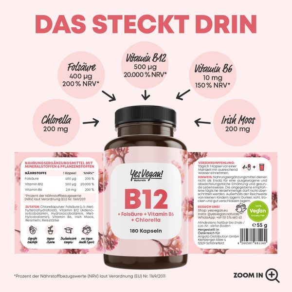 2. Bild von Yes Vegan® Vitamin B12 hochdosiert - Kapseln 1x55 g