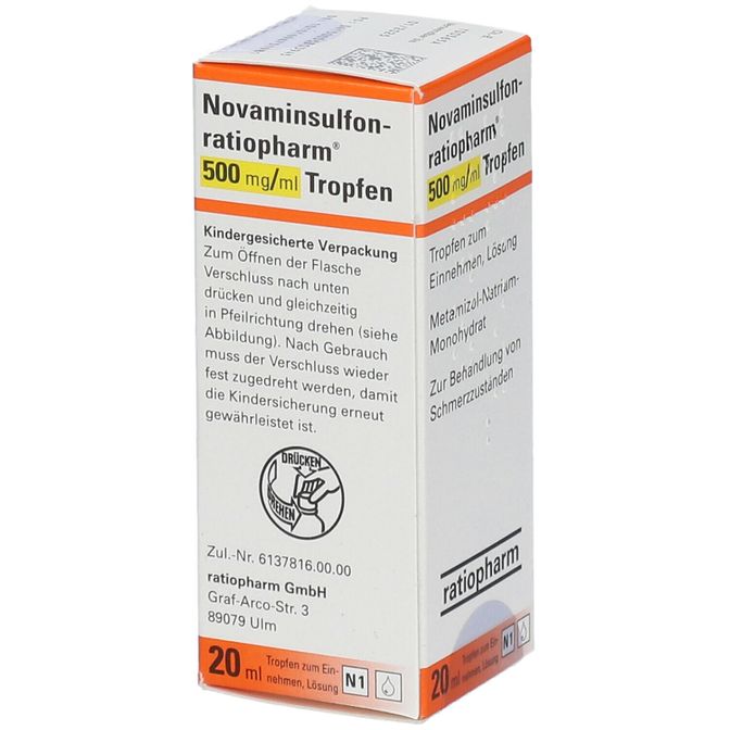 Novaminsulfonratiopharm® 500 mg/ml Tropfen 20 ml Novaminsulfonratiopharm® 500 mg/ml Tropfen 20 ml
