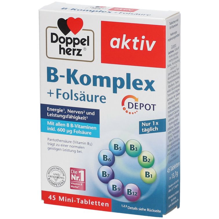 Doppelherz® Aktiv B-Komplex + Folsäure DEPOT Tabletten 45 St - Shop ...