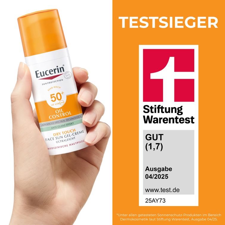 Eucerin® Oil Control Face Sun GelCreme LSF 50+ sehr hoher Sonnenschutz mit 8 Stunden Anti