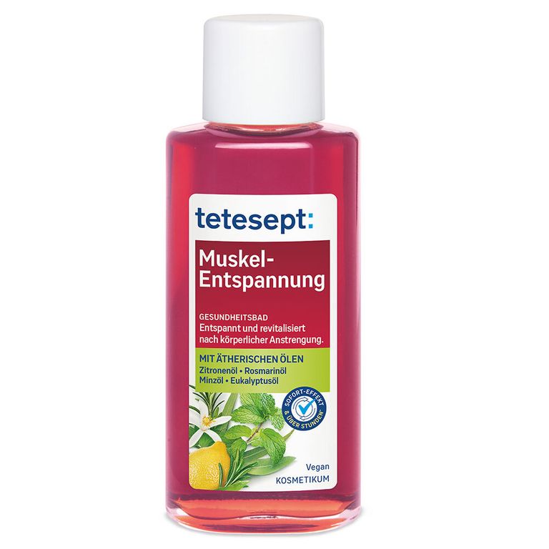 Tetesept Muskel-Entspannung Bad – 125 Ml, Mit ätherischen Ölen, Für 12 Bäder