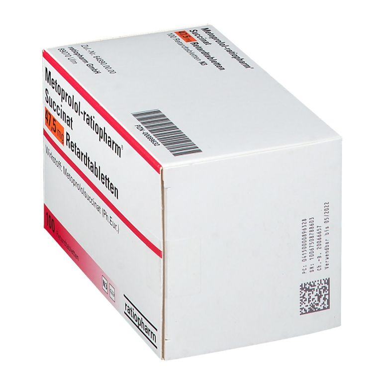Metoprolol-ratiopharm® Succinat 47,5 mg 100 St mit dem E-Rezept kaufen ...