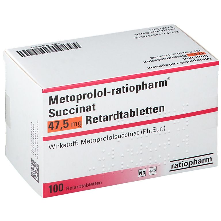 Metoprolol-ratiopharm® Succinat 47,5 mg 100 St mit dem E-Rezept kaufen ...