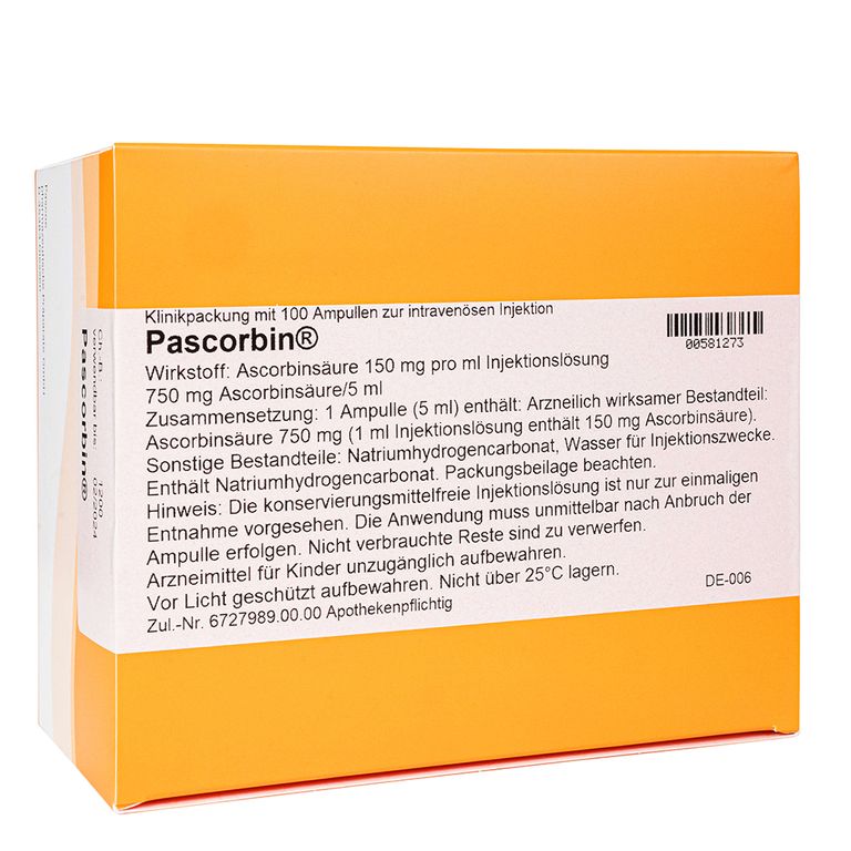 Pascorbin® Injektionslösung 100x5 ml - Shop Apotheke