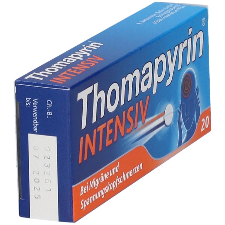 Thomapyrin INTENSIV bei intensiveren Kopfschmerzen & Migräne 20 St