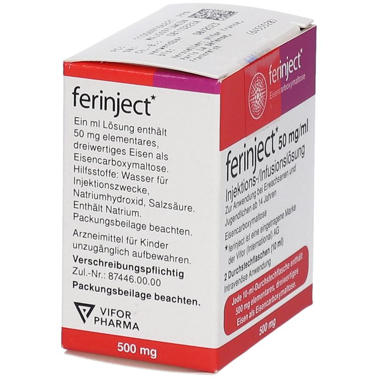 FERINJECT 50 mg Eisen/ml Injektions/Infusionslsg. 2x10 ml mit dem ERezept kaufen Shop Apotheke