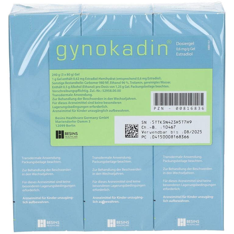 Gynokadin® Dosiergel 0,6 mg/g Gel 3x80 g mit dem ERezept kaufen Shop Apotheke