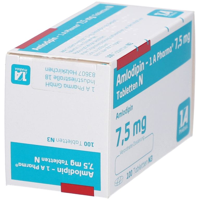 Amlodipin 1A Pharma®7.5Mg N 100 St mit dem E-Rezept kaufen - Shop Apotheke