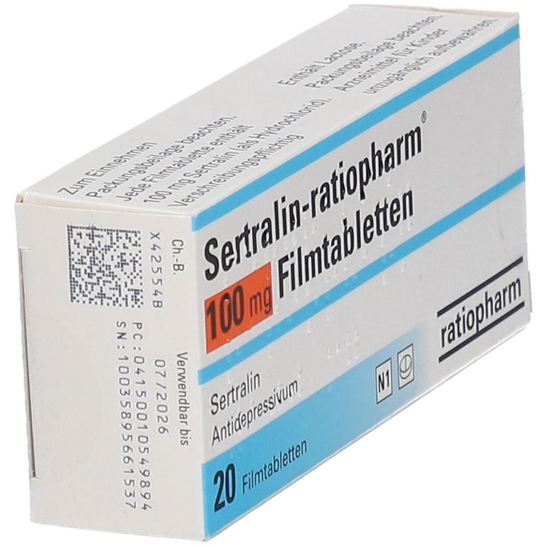 Sertralin-ratiopharm® 100 mg 20 St mit dem E-Rezept kaufen - SHOP APOTHEKE